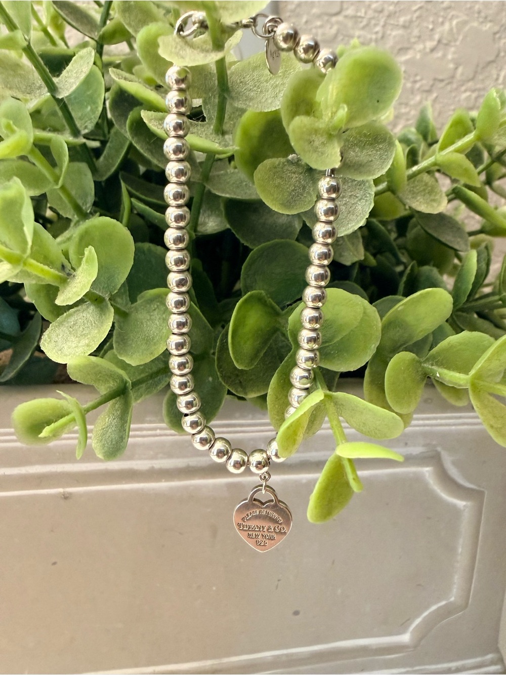 Tiffany & Co. Sterling Silver Return to Tiffany Blue Charm Bead Bracelet
